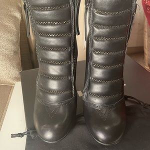 Diesel black and chain stacked heal biker boot size 9